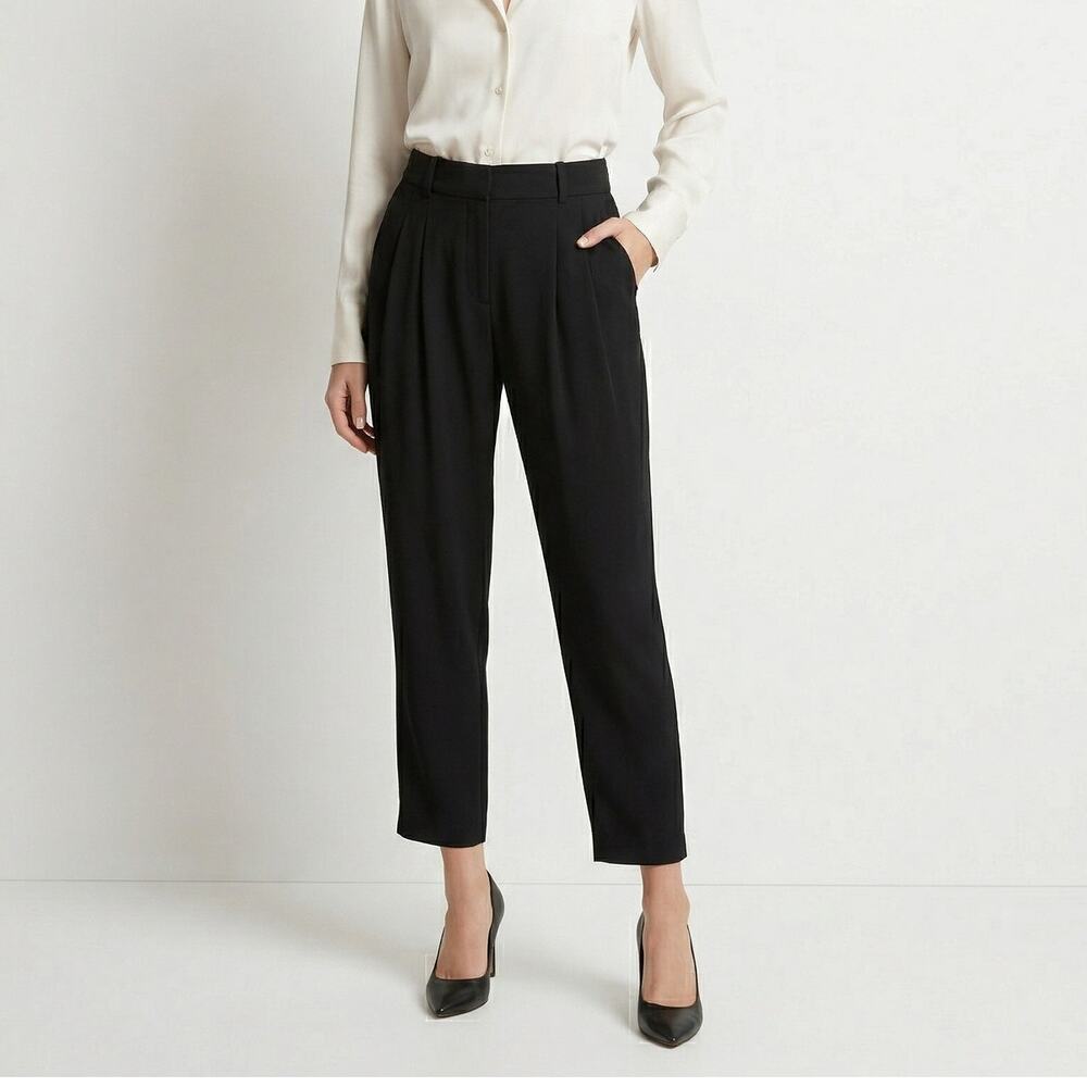 A.L.C. Black Pleated Trouser Pants ankle crop size 10 34waist